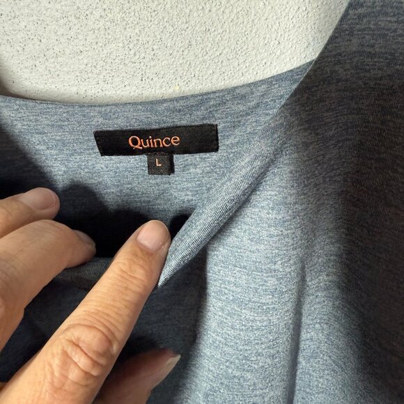 Quince Flowknit Breeze Fit & Flare Dress Large Blue Pockets Midi Jersey Preppy - Picture 11 of 12